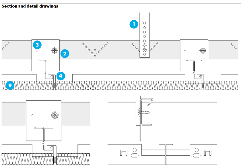 a typical hook-on metal ceiling system details